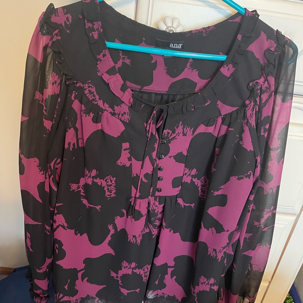 Purple with black blouse